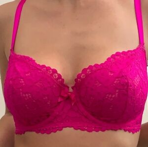 Victoria's Secret Hot Pink Lace Demi Underwire Bra Very Sexy Brand 38C